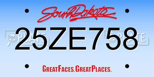25ZE758 South Dakota License Plate