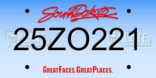 25ZO221 South Dakota License Plate