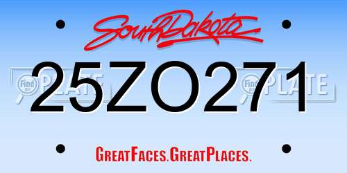 25ZO271 South Dakota License Plate