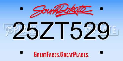 25ZT529 South Dakota License Plate