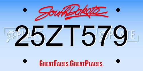 25ZT579 South Dakota License Plate