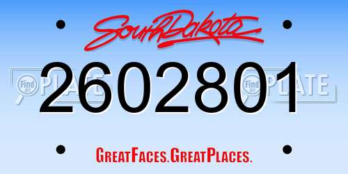 2602801 South Dakota License Plate