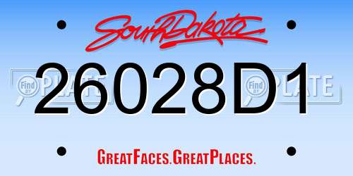 26028D1 South Dakota License Plate