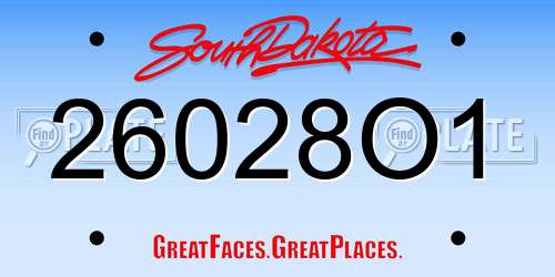 26028O1 South Dakota License Plate