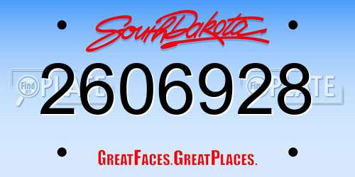 2606928 South Dakota License Plate