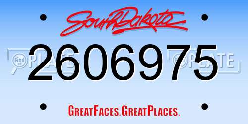 2606975 South Dakota License Plate