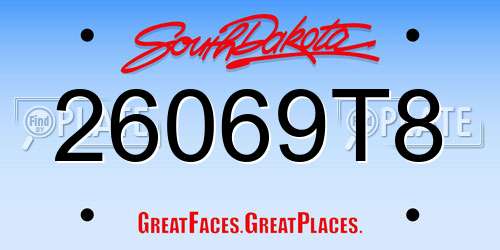 26069T8 South Dakota License Plate