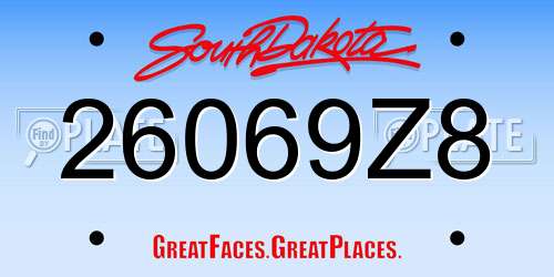 26069Z8 South Dakota License Plate