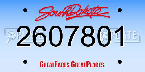 2607801 South Dakota License Plate