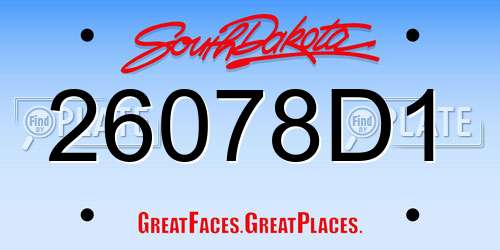 26078D1 South Dakota License Plate