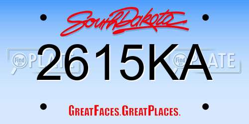 2615KA South Dakota License Plate