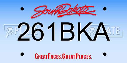 261BKA South Dakota License Plate
