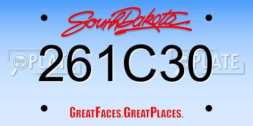 261C30 South Dakota License Plate