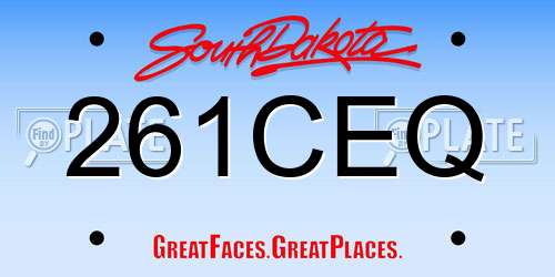 261CEQ South Dakota License Plate