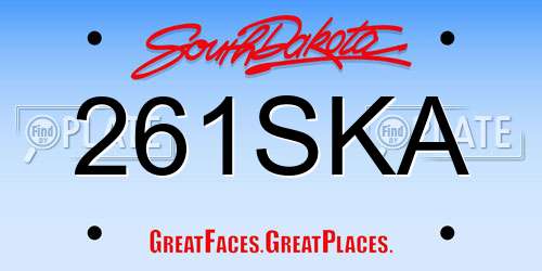 261SKA South Dakota License Plate
