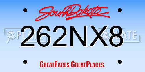 262NX8 South Dakota License Plate