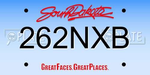 262NXB South Dakota License Plate