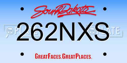 262NXS South Dakota License Plate