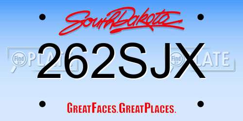 262SJX South Dakota License Plate