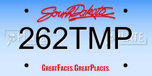 262TMP South Dakota License Plate