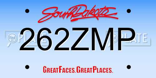 262ZMP South Dakota License Plate