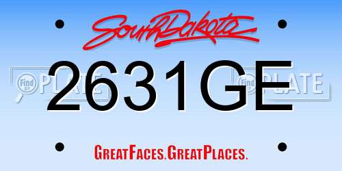 2631GE South Dakota License Plate
