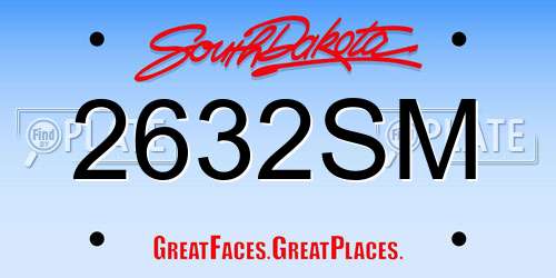 2632SM South Dakota License Plate