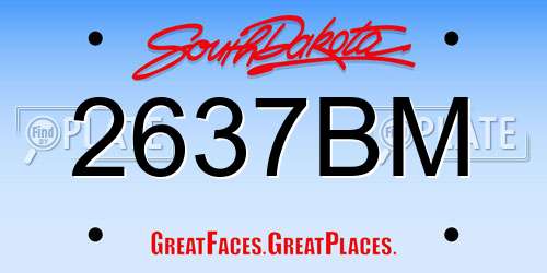 2637BM South Dakota License Plate