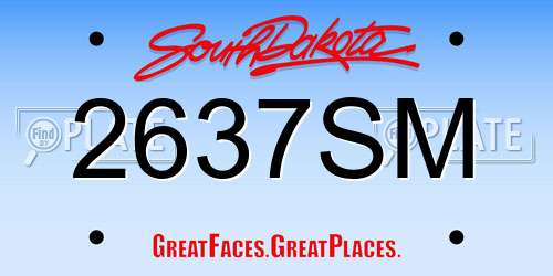 2637SM South Dakota License Plate