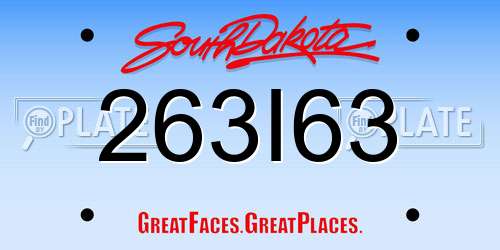 263I63 South Dakota License Plate