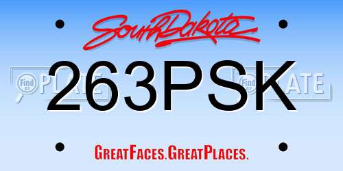 263PSK South Dakota License Plate