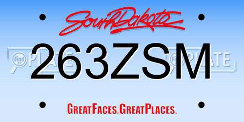 263ZSM South Dakota License Plate