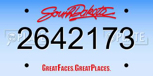 2642173 South Dakota License Plate