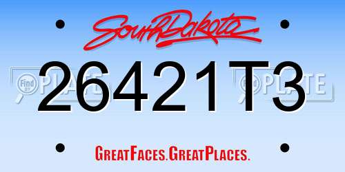 26421T3 South Dakota License Plate