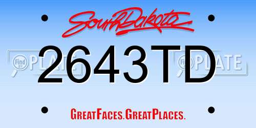 2643TD South Dakota License Plate