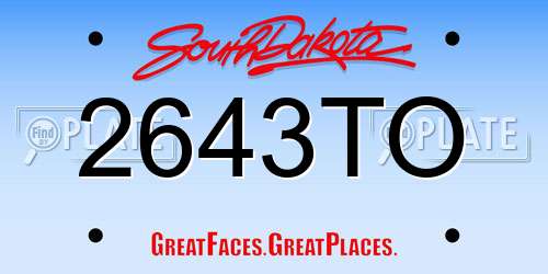 2643TO South Dakota License Plate