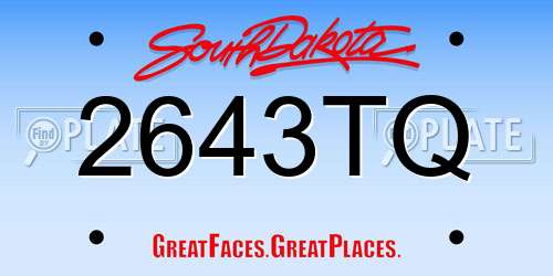 2643TQ South Dakota License Plate