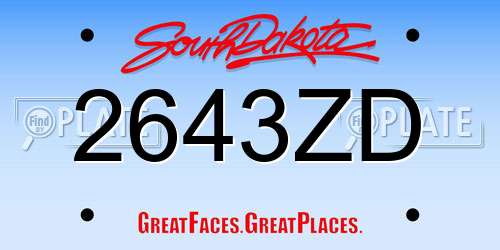 2643ZD South Dakota License Plate