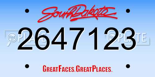 2647123 South Dakota License Plate