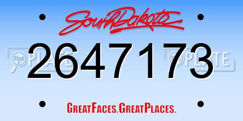 2647173 South Dakota License Plate