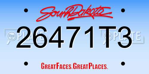26471T3 South Dakota License Plate