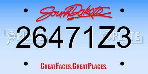 26471Z3 South Dakota License Plate