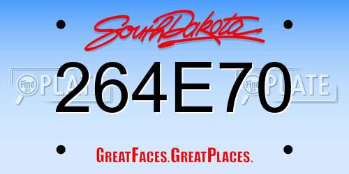 264E70 South Dakota License Plate