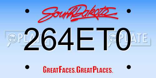 264ET0 South Dakota License Plate