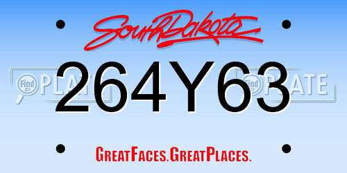 264Y63 South Dakota License Plate