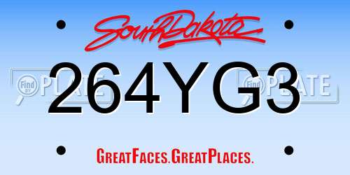 264YG3 South Dakota License Plate