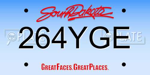 264YGE South Dakota License Plate