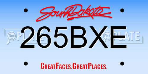 265BXE South Dakota License Plate