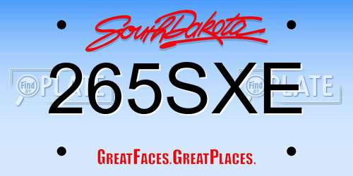 265SXE South Dakota License Plate