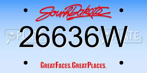 26636W South Dakota License Plate